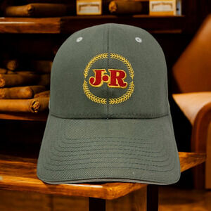 JR Cigars Hat Fitted Cap Mesh Embroidered Olive Yupoong Flex Fit One Size